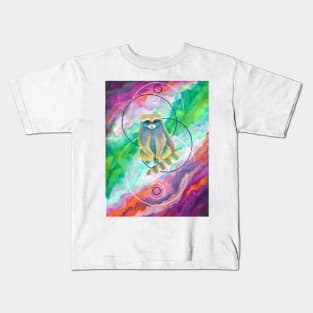 cosmic trippy rainbow trash panda Kids T-Shirt